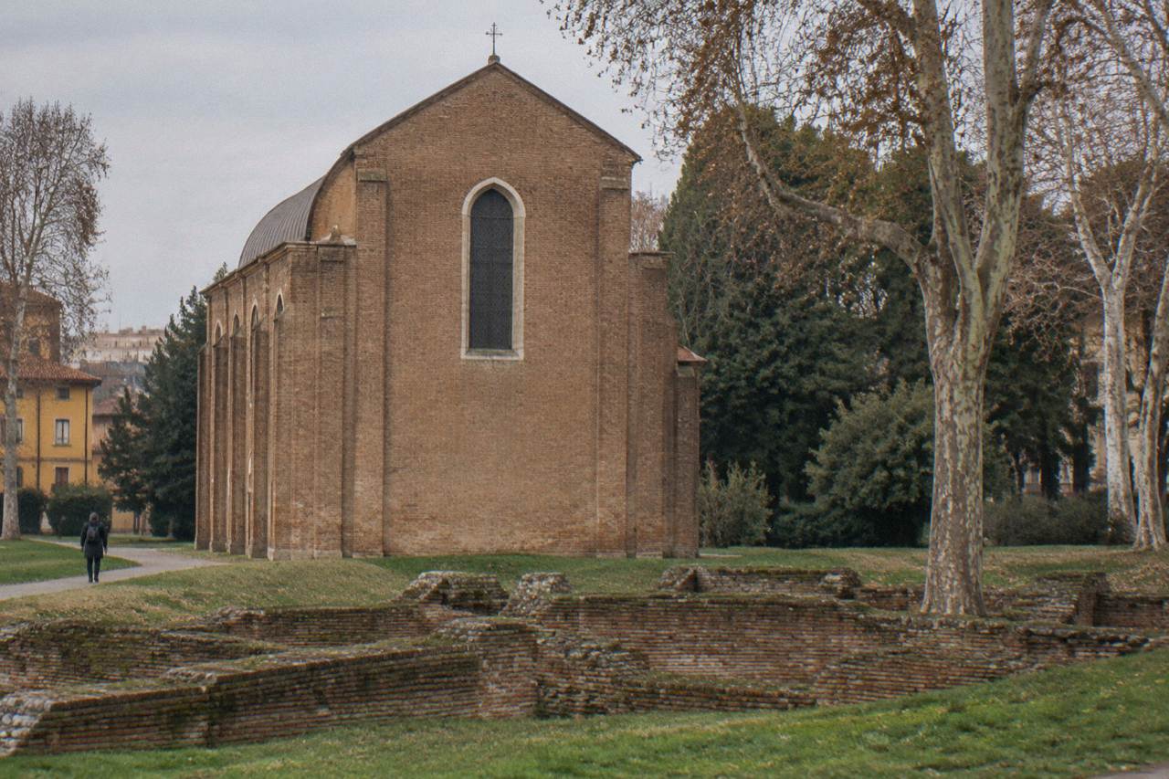 The blue vaulted ceiling and frescoed walls of the Scrovegni Chapel in Padua