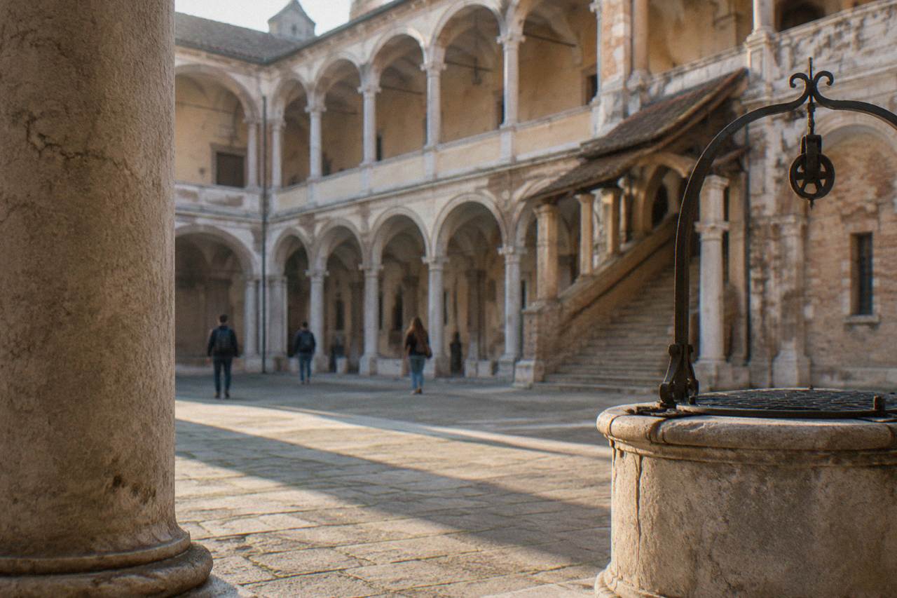 The historic courtyard of Palazzo del Bo, the ancient seat of the University of Padua