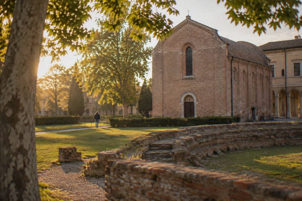 Exterior of the Scrovegni Chapel next to the Eremitani museum complex in Padua