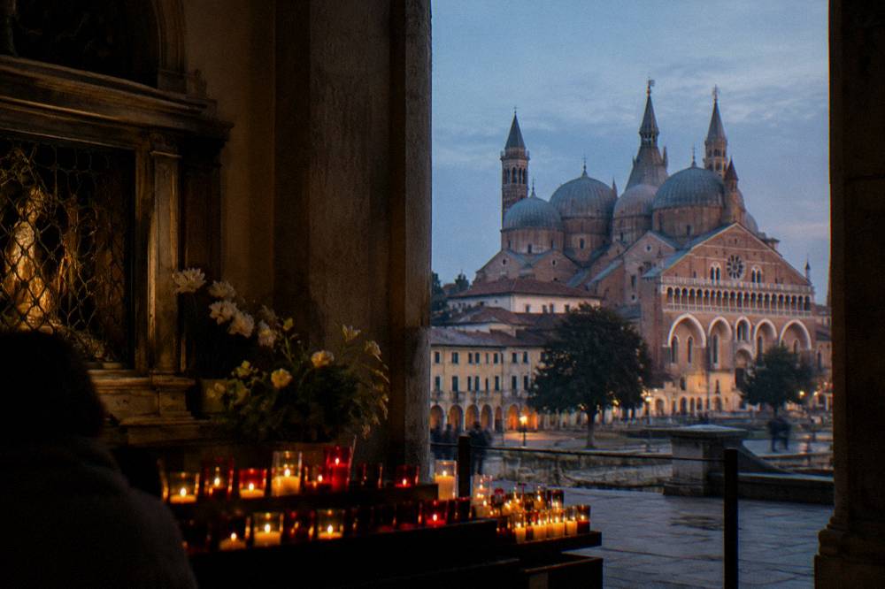 Candles and offerings at the tomb chapel of Saint Anthony inside the basilica