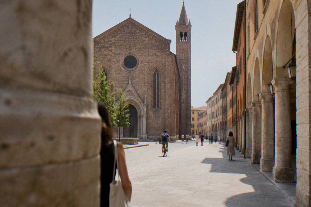 The arcaded street running from the Eremitani square toward the market squares of central Padua