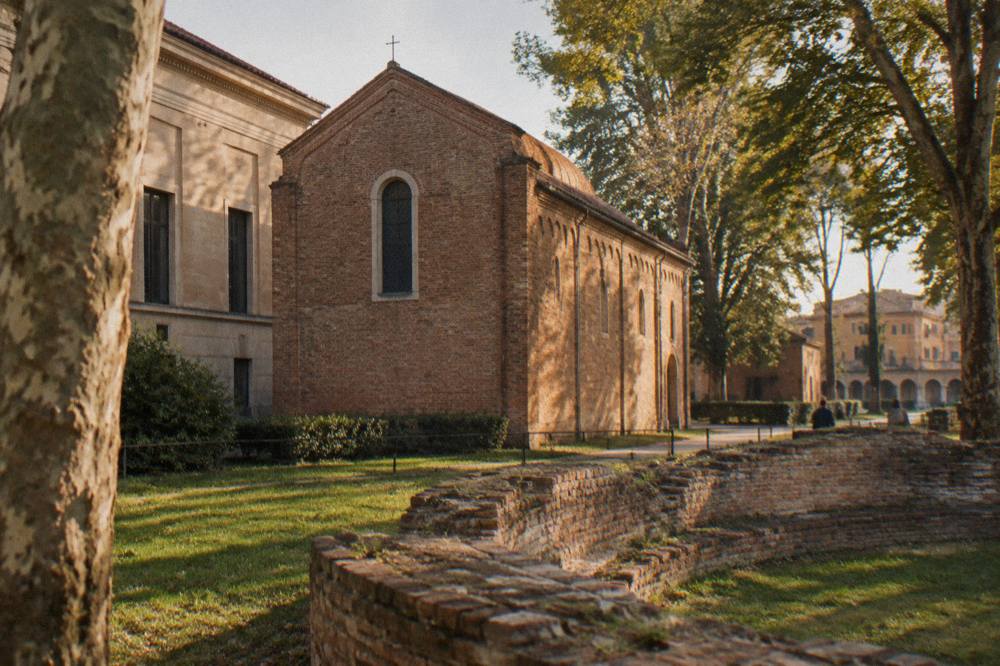 Scrovegni Chapel exterior brickwork beside the Eremitani museum in Padua