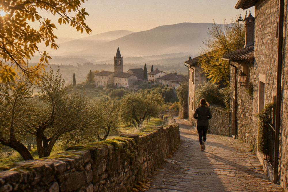 Olive trees on a hillside in the Euganean Hills near Padua in autumn
