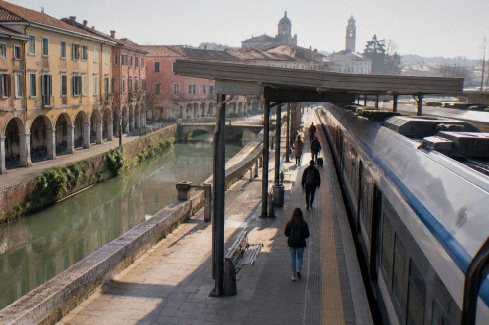 A regional train at a platform in Padua station