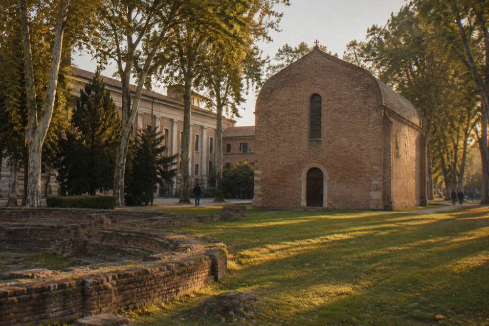 Exterior of the Scrovegni Chapel in Padua next to the Eremitani museum complex