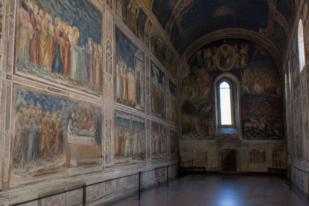 Giotto frescoed interior wall of the Scrovegni Chapel in Padua